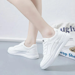 Women's Shoes Platform Sneakers Lace-Up Women Running Shoes Outdoor Breathable Tennis Shoes PU Leather  Casual