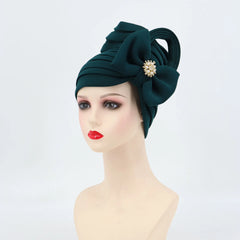 Multilayer Bow-tie African Headtie for Women Diamond Turban Caps Nigerian Wedding Gele Muslim Headscarf Bonnet Female Head Wraps