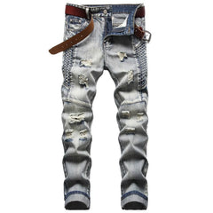 2021 Men's  Fashion High Quality Printed Jeans Men Hip Hop Streetwear Cotton Denim Pants Slim Fit Male Casual