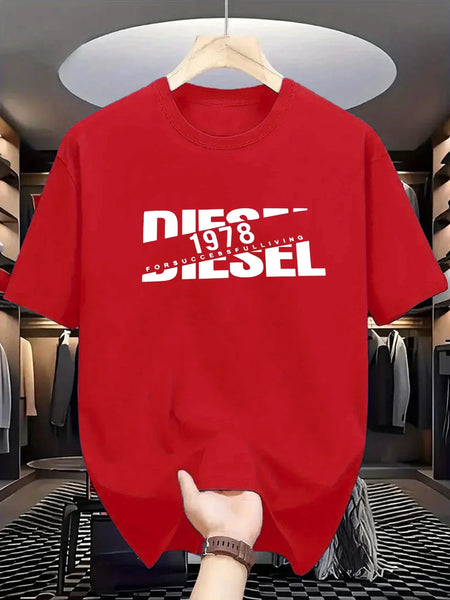 Streetwear 3D Letter Print Men's Summer T-Shirt, Suitable for Everyday Casual and Sportswear. .