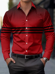 Men's Casual Dress Shirt with Modern Striped Design Regular Fit Long Sleeve