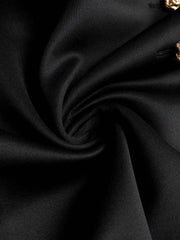 Midi Dress Spring Summer Women Black Sleeveless Blazer Collar Belted Button Front Bodycon Elegant Professional Office Dress
