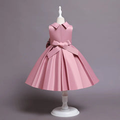 Baby Girl Bow Flower Dress 2-10 Year Children Girl Wedding Birthday Party Princess Dresses Kids Girl Gown