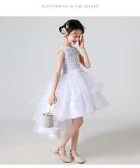 Flower Girl Dresses for Wedding White Champagne Red Pink Child Gala Evening Formal Luxury Birthday Puffy Irregular Elegant Dress