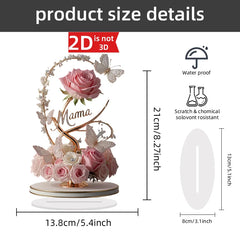1pcs 8in 2DFlat Acrylic Rose Decorate MOM mom Birthday Gift Mother's Day Anniversary Decoration Table Filial Child To Mother Mom