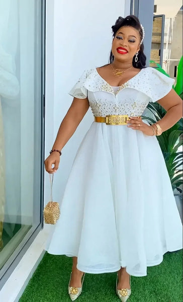 Plus Size African Wedding Party Dresses for Women 2024 New Dashiki Ankara Evening Gown Turkey Outfit Robe Africa