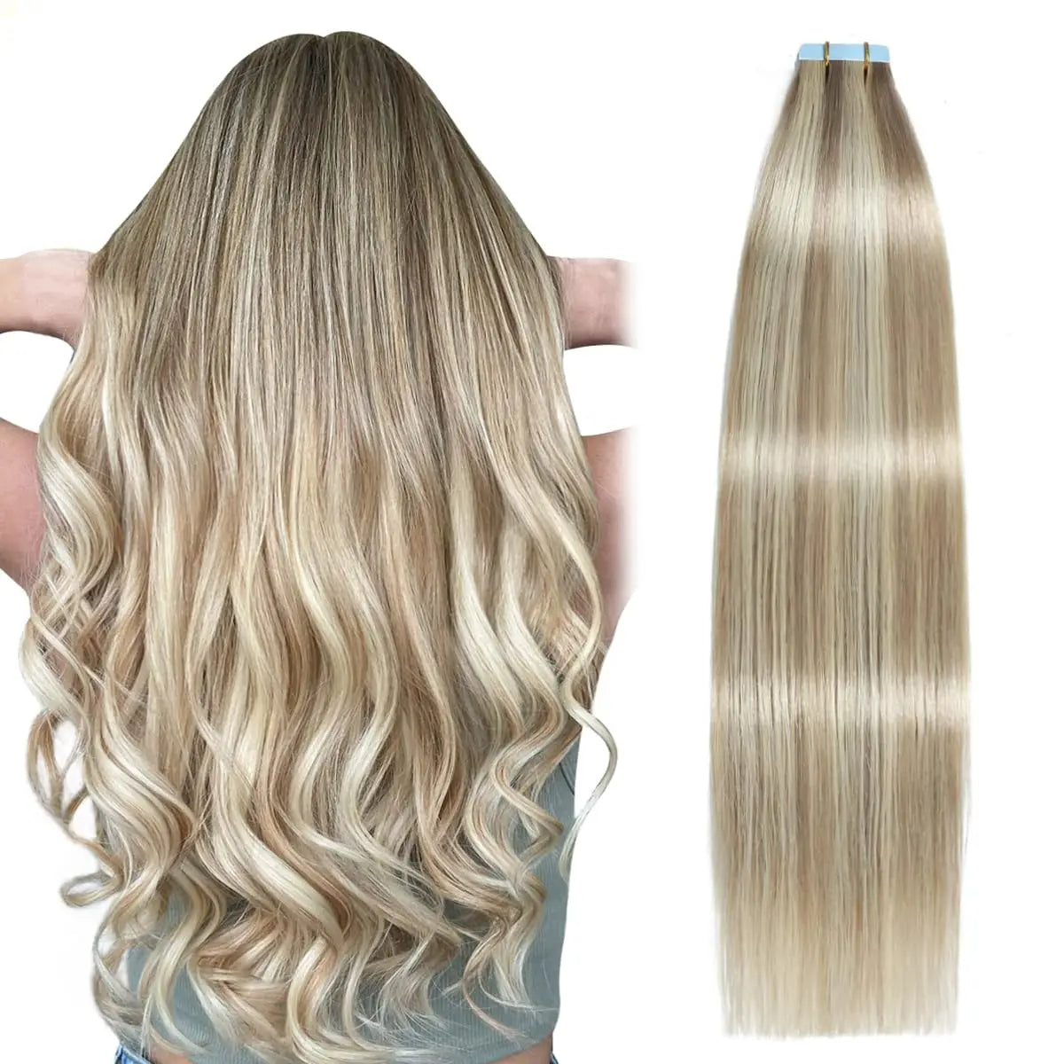Tape in Hair Extensions Human Hair Seamless Tape in Hair Extensions Invisible Tape ins Virgin Remy Human Hair 50g/pack