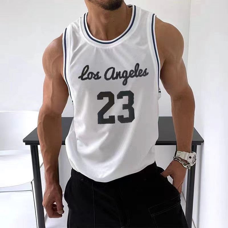 SUMMER MEM &#39 GYM MESH TANK TOPS FITNESS