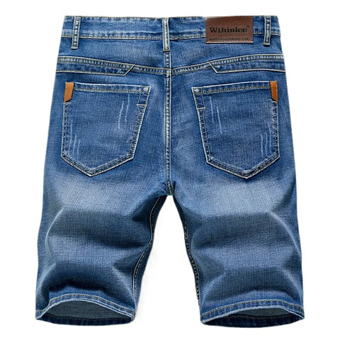 2026 Summer Shorts Jeans Men Denim Pants Stretch Dark Blue Fashion Design Men's Jeans Slim
