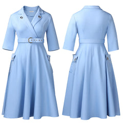 Elegant Plus-Size Women's Dress 2025 Fashion High-Waisted Skirt Suit Collar Trendy