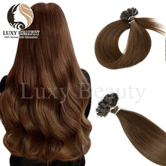 K Tip Nail Tip Hair Extensions Human Hair Keratin Tip Hot Fusion Human Hair Extensions Black Brown Brown Pre Bonded Hair 50pcs