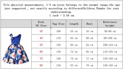 Summer Girls Rose Print Dress Princess Wedding Birthday Party Frocks Satin Children Vestidos Dresses For Girl Christmas Clothing