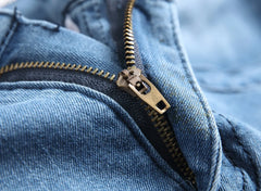 Trendy Brand Motorcycle Men's Jeans Unique Ripped Slim Fit Streetwear High Elasticity Smooth Slimming Effect Casual Denim