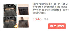 Invisible Tape In Hair Extensions Human Hair Kinky Straight/Light Yaki Straight Injected Tape ins Remy Black Tape On Hair 20PCS