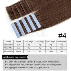 Invisible Tape In Extensions Human Hair Seamless Pu Skin Weft Injected Hair Extensions Hand Tied Adhesives Tape-Ins 10pcs/pack