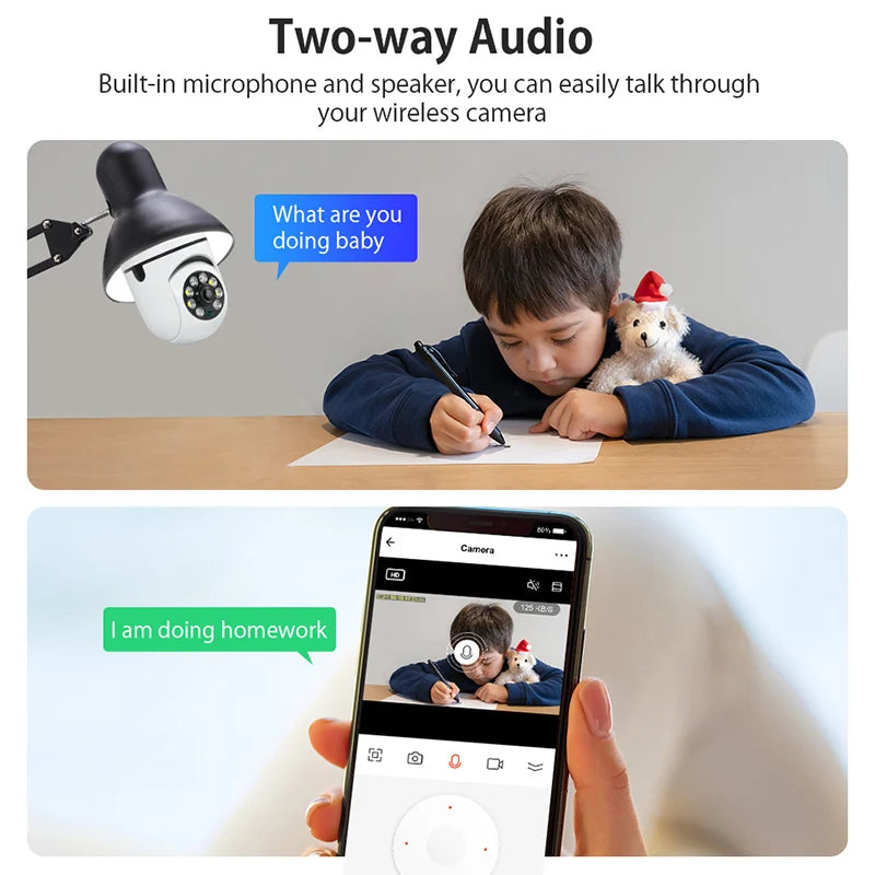 1080P Bulb Surveillance Camera 360° WiFi Anti-theft Outdoor Indoor Security Monitor Night Vision Audio Security IP Cam