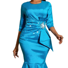 Long Dress Women Dresses Gown Vestidos Y2k Streetwear Round Neck Full Sleeve Hip Wrap Elegant Tight Waist Ruffles Party Night