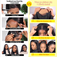 Jerry Curly Lace Front Short Bob Glueless Wigs Human Hair 4x4 Closure Wigs Pre Cut Lace Ready to Wear 13x4 Front Wigs For Women