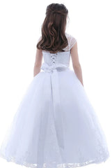 First Holy Communion Dress White Baptism Dresses for Girls 7-16 Lace Princess Flower Girls Gown