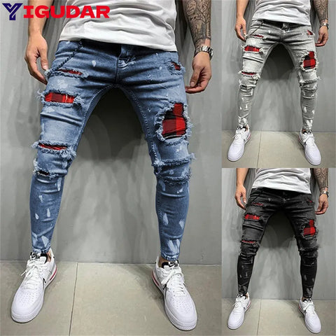 New Streetwear Men pants Stretch Jeans men Casual Men Solid Color Slim Fit Skinny Pants Fashion Sports Jogging Harajuku Pants