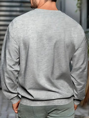 Men's autumn and winter fashionable casual loose fashion letter pattern printed pullover long sleeved warm round neck sweatshirt