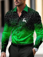 Christmas Theme Men's Christmas Scene Printed Shirts Snowflake Graphics Casual   Long Sleeve shirts
