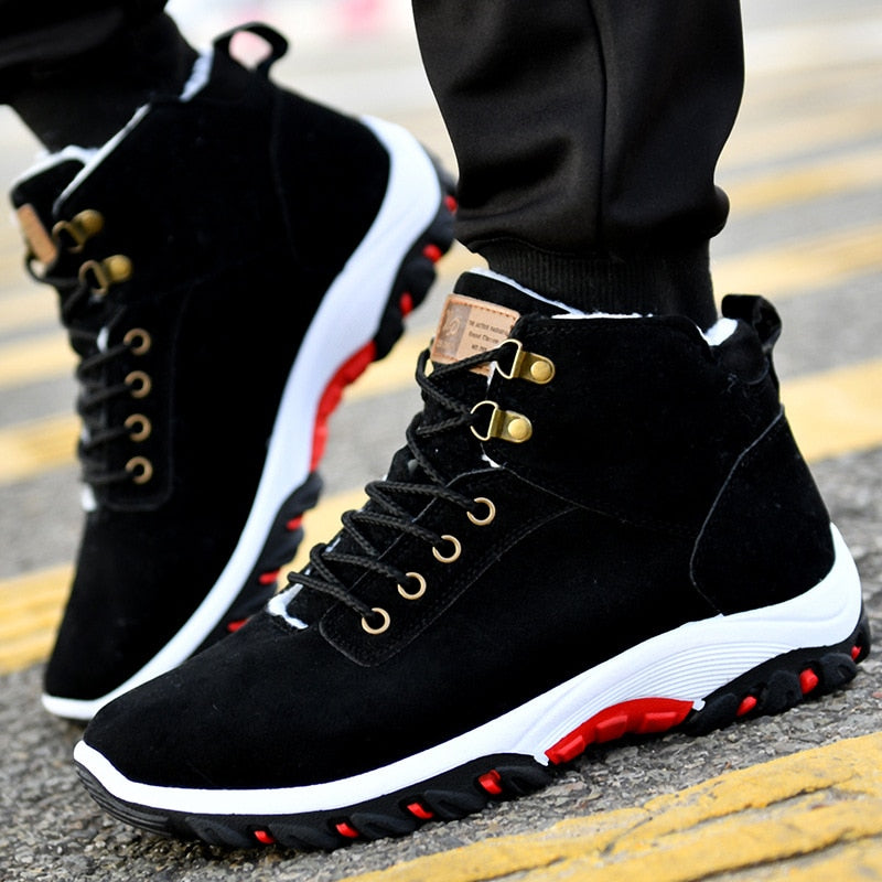 Winter Men Sneakers Waterproof Ankle Boots Warm Plush Hiking Footwear Non-slip Unisex Tooling Shoes Platform Winter Cotton Shoes