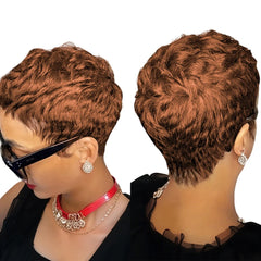 6inch Short Pixie Cut Straight Wig 100% Human Hair