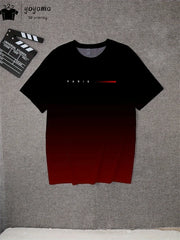 Summer Gradient Print T shirt Men Fashion Graphic T shirts 3D Print Men's Clothing Round Neck T-shirts for Men Street Rock Tops
