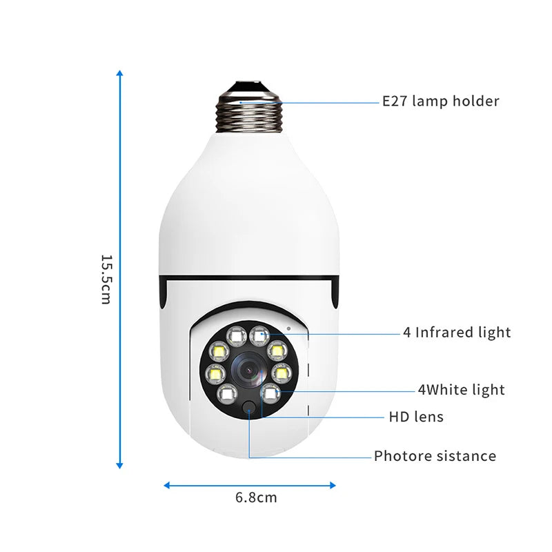 1080P Bulb Surveillance Camera 360° WiFi Anti-theft Outdoor Indoor Security Monitor Night Vision Audio Security IP Cam