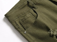 Shorts Men Hole Jeans Streetwear Mid Waist Washed Distressed Pockets Knee Length Vintage Ripped Denims s