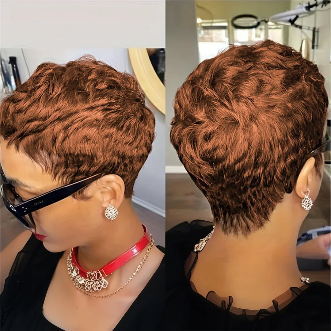 6inch Short Pixie Cut Straight Wig 100% Human Hair