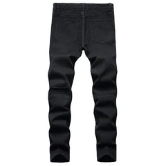 Men's Moto Biker Jeans  2025 New Spring Autumn HIP HOP Punk Streetwear Black White Straight OverSize Denim Pants