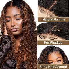 Highlight Ombre Lace Front Wig 40 Inch Curly Wigs 13x6 13x4 Hd Lace Frontal Water Wave Human Hair Wigs 1B/30 Colored Deep Wave