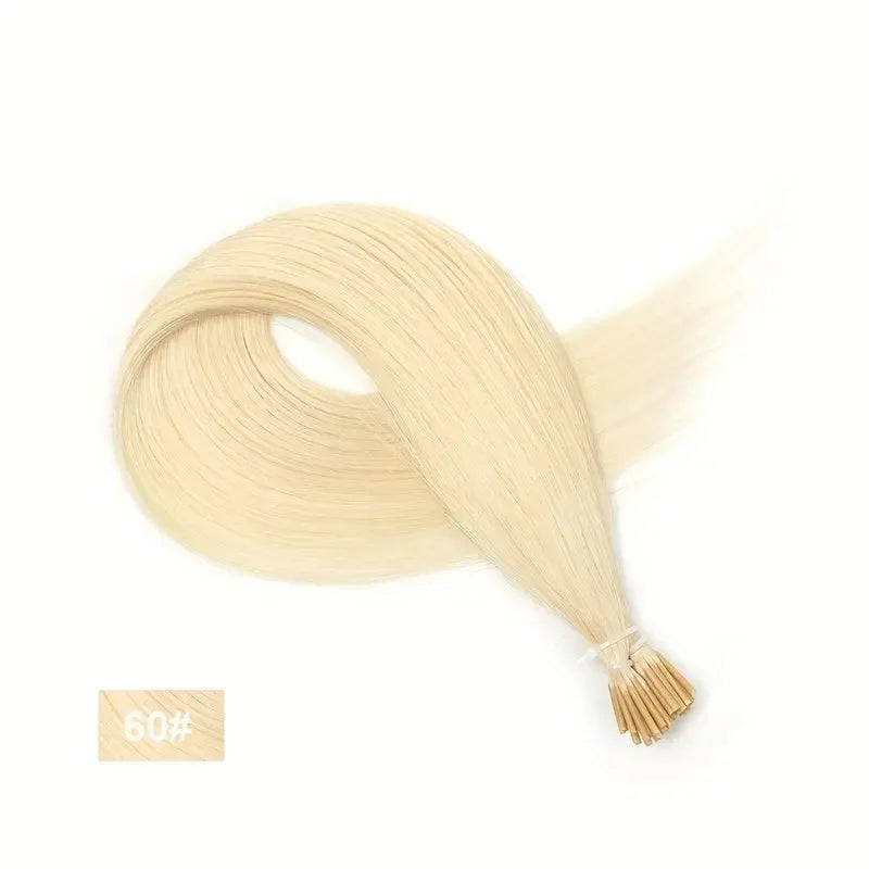 I Tip Hair Extensions Real Human Hair 50 Strands Jet Black Straight Pre-Bonded I Tip Hair Extensions Add Hair Length&Volume 50g