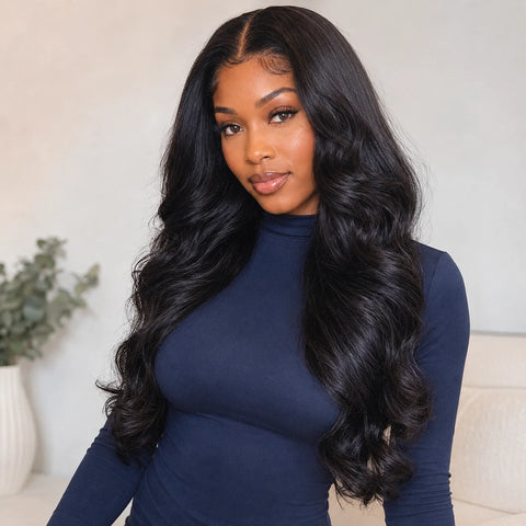 TIMOPOL 100% Human Hair 13x4 Lace Front Body Wave Wig 22 Inch Glueless Wear and Go Wig for  Women