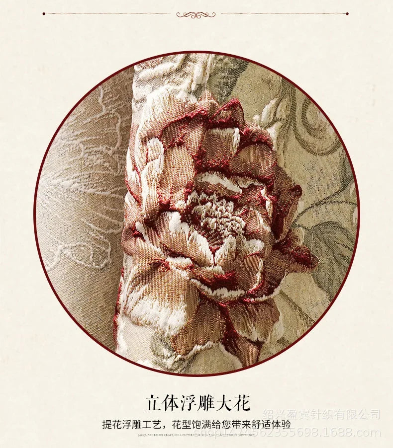 Custom New 3D Embossed Luxury Curtains for Living Dining Room Bedroom European Flower High-end Textured Noble Valance Tulle Cort