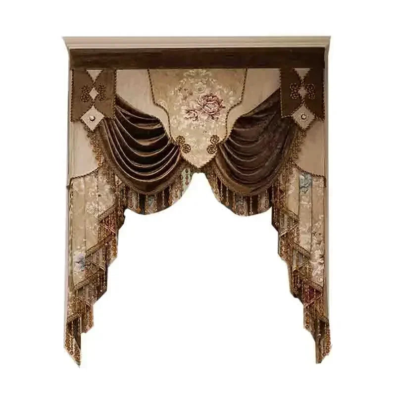 Custom New 3D Embossed Luxury Curtains for Living Dining Room Bedroom European Flower High-end Textured Noble Valance Tulle Cort