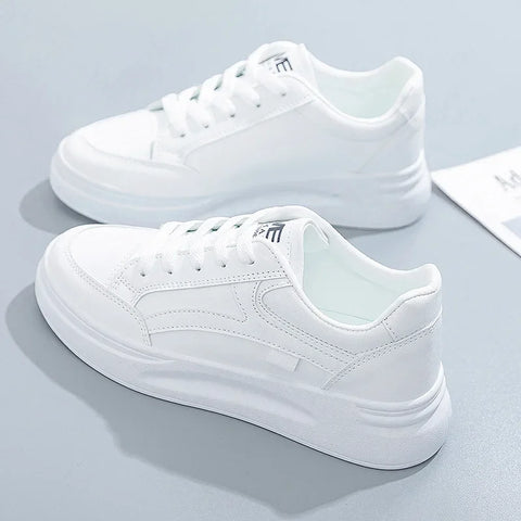 Women's Shoes Platform Sneakers Lace-Up Women Running Shoes Outdoor Breathable Tennis Shoes PU Leather  Casual