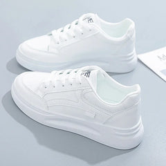 Women's Shoes Platform Sneakers Lace-Up Women Running Shoes Outdoor Breathable Tennis Shoes PU Leather  Casual