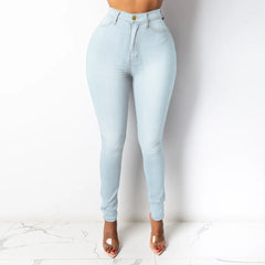 Pencil Pant Women Denim PantLon JeanTight High Waist Trousers Autumn Elegant