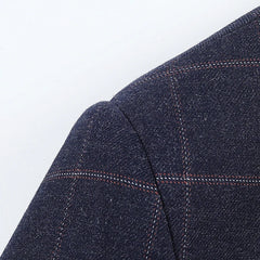 Men's Slim Fit Plaid Blazer Casual Spring Autumn Fashion Polyester Coat Handsome All-Matching Suit for Middle-Aged