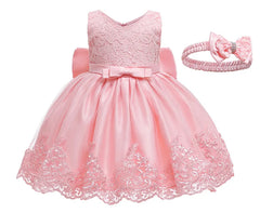 3-12 Years Summer Cute GIrls Dress Big Bow Lace Mesh Party Princess Dress For Girls Children