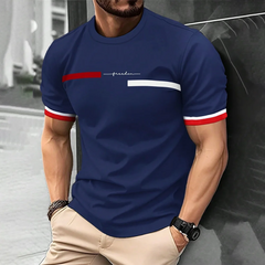 Fashion Summer 3D Stripe Letter Print Men's T Shirt Hip Hop Trend H Streetwear