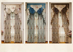 Custom New 3D Embossed Luxury Curtains for Living Dining Room Bedroom European Flower High-end Textured Noble Valance Tulle Cort