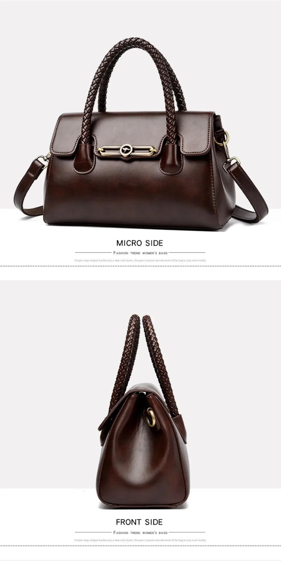 Retro High Quality Oil Leather Women Top-handle Shoulde Bags Vintage Casual Totes Trendy Lock Designer Handbag Small