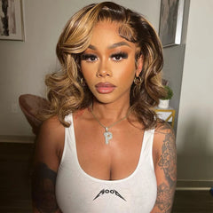 100% Human Hair Honey Blonde 13x4 Loose Body Wave Lace Front Wigs P4/27 Highlight Ombre HD Lace Front Wigs 99J Burgundy Color