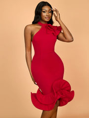 Elegant Party Dresses For Women Tierred Hem Ruffles Sleeveless Package Hip Bodycon Event Birthday African Female Wedding Guest