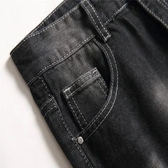 Denims Boy Children Jeans Straight Pants Ripped Hole Mid Waist Washed Distressed Pockets Streetwear
