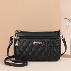 PU Leather Crossbody Bags Zipper New Fashion Shoulder Bag for Women Large Capacity Embroidery Thread Small Purse